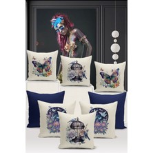 Flower/vintage Serisi Çift Tarafı Dijital Baskılı  8'li Kırlent Kılıfı Seti  (Cushion Cover Set)