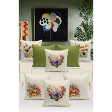 Flower/vintage Serisi Çift Tarafı Dijital Baskılı  8'li Kırlent Kılıfı Seti  (Cushion Cover Set)