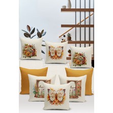Flower/vintage Serisi Çift Tarafı Dijital Baskılı  8'li Kırlent Kılıfı Seti  (Cushion Cover Set)