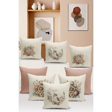 Flower/vintage Serisi Çift Tarafı Dijital Baskılı  8'li Kırlent Kılıfı Seti  (Cushion Cover Set)