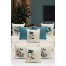 Flower/vintage Serisi Çift Tarafı Dijital Baskılı  8'li Kırlent Kılıfı Seti  (Cushion Cover Set)