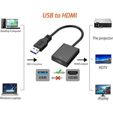 TezMax USB HDMI Süper Hızlı Donma Takılma Yapmaz Dönüştürücü Kablo USB 3.0 To HDMI Çevirici Adaptör