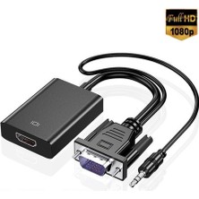 TezMax 1080P Full Hd VGA To Hdmı Çevirici Görüntü ve Ses Aktarıcı Kablo + Audio Ses Çevirici Adaptör