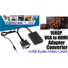 TezMax 1080P Full Hd VGA To Hdmı Çevirici Görüntü ve Ses Aktarıcı Kablo + Audio Ses Çevirici Adaptör