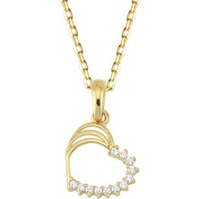 14 Ayar Taşlı Kalp Altın Kolye 1,72 gr