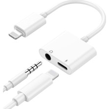 TezMax iPhone iPad Uyumlu Lightning Kulaklık Şarj Çevirici Dönüştürücü Adaptör Aux Kablosu