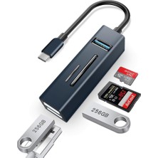 TezMax 3 In1 USB Otg Type-C ve USB 3.0 Uçlu Pc Notebook Uyumlu Mikro Sd Tf Kart Okuyucu Adaptör