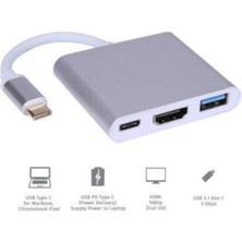 TezMax 3 In 1 Type-C To Hdmı USB 3.0 Çevirici Dönüştürücü Adaptör 4K