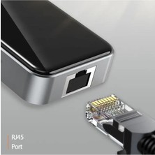 TezMax Type-C To Hdmı USB 3.0 RJ45 Usb-C 60W Tf ve Sd Dönüştürücü Çevirici Hub Aparat