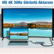 TezMax 11 In 1 Type-C To USB Hub Port Uyumlu Hdmı 4x USB Lan VGA Sd Card Çevirici Adaptör Çoklayıcı Aparat