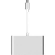 TezMax Type-C 3.1 To HDMI 4K 100MBPS Ethernet RJ45 Sb3.0 USB C Hub 4 In 1 Macbook ve Type C Uyumlu Çevirici