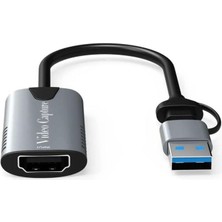 TezMax Type-C To USB 2 In1 Video Capture Yakalama Kartı HDMI To Type-C Pc Bilgisayar Video Adaptör Çevirici