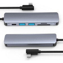 TezMax Type-C To 2*usb 3.0 Sd Tf Kart Girişli 6 In 1 Pd Şarj Destek Çevirici Hub Adaptör Dönüştürücü Aparat