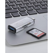 TezMax Type-C To USB 3.0 Flash Otg Veri Aktarım Sd Tf Tak Çalıştır Kart Okuyucu Çevirici.