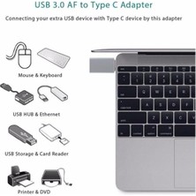 TezMax Macbook Uyumlu Type-C - USB 3.0 Otg USB Flash Driver Klavye Mouse Dönüştürücü Adaptör