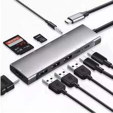 TezMax 9 In 1 USB Type C Pd Ss X3 Hdtv Sd Tf Audio Multiport Adaptör 4K Hdmı Çevirici Dönüştürücü Aparat