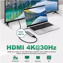 TezMax 9 In 1 USB Type C Pd Ss X3 Hdtv Sd Tf Audio Multiport Adaptör 4K Hdmı Çevirici Dönüştürücü Aparat