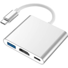 TezMax 3in1 Macbook Uyumlu 4K  Ultra Hd Type C USB 3.0 Hub HDMI Çevirici Dönüştürücü Aparat