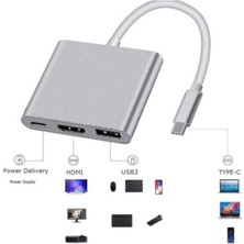 TezMax 3in1 Macbook Uyumlu 4K  Ultra Hd Type C USB 3.0 Hub HDMI Çevirici Dönüştürücü Aparat