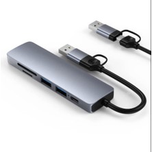 TezMax Macbook Uyumlu Type C USB To 2 Xusb 2.0 1 Xusb 3.0 Sd/tf 5 Port Çevirici Adaptör