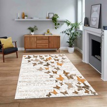 Viyana Home Dijital Baskılı Kaymaz Taban Yıkanabilir Modern Yolluk Mutfak Salon Halısı, V-Modern-42-Kahve,