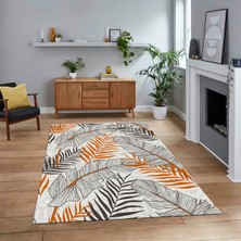 Viyana Home Dijital Baskılı Kaymaz Taban Yıkanabilir Modern Yolluk Mutfak Salon Halısı, V-Modern-98-Turuncu,