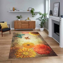 Viyana Home Dijital Baskılı Kaymaz Taban Yıkanabilir Modern Yolluk Mutfak Salon Halısı, V-MODERN-109-RENKLİ,
