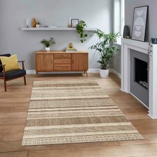 Viyana Home Dijital Baskılı Kaymaz Taban Yıkanabilir Modern Yolluk Mutfak Salon Halısı, V-Modern-36-Krem,