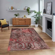 Viyana Home Dijital Baskılı Kaymaz Taban Yıkanabilir Modern Yolluk Mutfak Salon Halısı, V-Modern-90-Pembe,