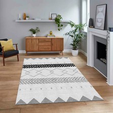 Viyana Home Dijital Baskılı Kaymaz Taban Yıkanabilir Modern Yolluk Mutfak Salon Halısı, V-Modern-75-Gri,