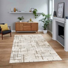 Viyana Home Dijital Baskılı Kaymaz Taban Yıkanabilir Modern Yolluk Mutfak Salon Halısı, V-Modern-89-Krem,