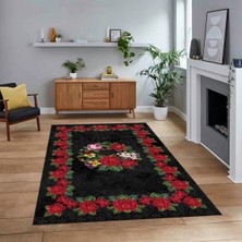 Viyana Home Dijital Baskılı Kaymaz Taban Yıkanabilir Modern Yolluk Mutfak Salon Halısı, V-Modern-21-Antrasit,