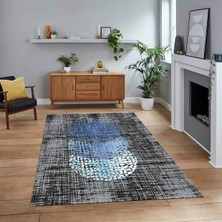 Viyana Home Dijital Baskılı Kaymaz Taban Yıkanabilir Modern Yolluk Mutfak Salon Halısı, V-Modern-01-Antrasit,