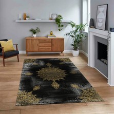 Viyana Home Dijital Baskılı Kaymaz Taban Yıkanabilir Modern Yolluk Mutfak Salon Halısı, V-Modern-06-Gold,
