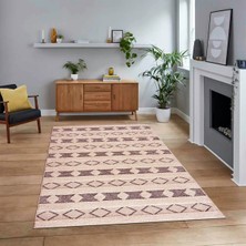 Viyana Home Dijital Baskılı Kaymaz Taban Yıkanabilir Modern Yolluk Mutfak Salon Halısı, V-Modern-64-Bordo,