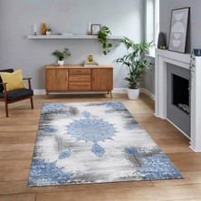 Viyana Home Dijital Baskılı Kaymaz Taban Yıkanabilir Modern Yolluk Mutfak Salon Halısı, V-Modern-06-Mavi,