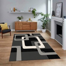Viyana Home Dijital Baskılı Kaymaz Taban Yıkanabilir Modern Yolluk Mutfak Salon Halısı, V-Modern-40-Gri,