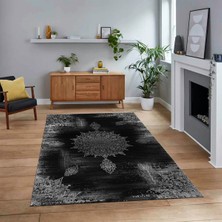 Viyana Home Dijital Baskılı Kaymaz Taban Yıkanabilir Modern Yolluk Mutfak Salon Halısı, V-Modern-06-Gri,