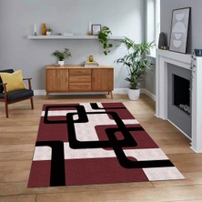 Viyana Home Dijital Baskılı Kaymaz Taban Yıkanabilir Modern Yolluk Mutfak Salon Halısı, V-Modern-40-Bordo,