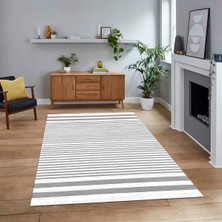 Viyana Home Dijital Baskılı Kaymaz Taban Yıkanabilir Modern Yolluk Mutfak Salon Halısı, V-Modern-63-Gri,