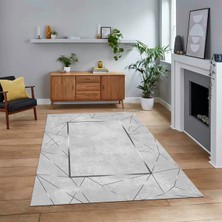 Viyana Home Dijital Baskılı Kaymaz Taban Yıkanabilir Modern Yolluk Mutfak Salon Halısı, V-Modern-62-Gri,