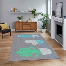 Viyana Home Dijital Baskılı Kaymaz Taban Yıkanabilir Modern Yolluk Mutfak Salon Halısı, V-MODERN-106-TURKUAZ,