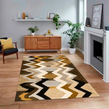 Viyana Home Dijital Baskılı Kaymaz Taban Yıkanabilir Modern Yolluk Mutfak Salon Halısı, V-Modern-24-Kahve,