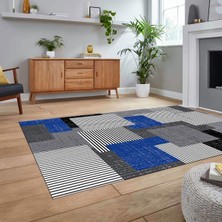 Viyana Home Dijital Baskılı Kaymaz Taban Yıkanabilir Modern Yolluk Mutfak Salon Halısı, V-Modern-47-Mavi,