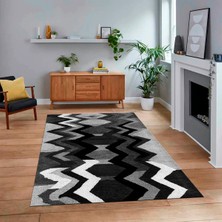 Viyana Home Dijital Baskılı Kaymaz Taban Yıkanabilir Modern Yolluk Mutfak Salon Halısı, V-Modern-24-Antrasit,