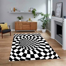 Viyana Home Dijital Baskılı Kaymaz Taban Yıkanabilir Modern Yolluk Mutfak Salon Halısı, V-Modern-78-Siyah,