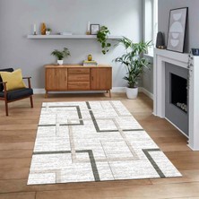 Viyana Home Dijital Baskılı Kaymaz Taban Yıkanabilir Modern Yolluk Mutfak Salon Halısı, V-Modern-80-Krem,