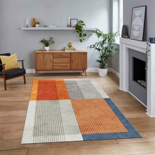 Viyana Home Dijital Baskılı Kaymaz Taban Yıkanabilir Modern Yolluk Mutfak Salon Halısı, V-MODERN-107-RENKLİ,
