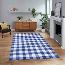 Viyana Home Dijital Baskılı Kaymaz Taban Yıkanabilir Modern Yolluk Mutfak Salon Halısı, V-Modern-55-Lacivert,