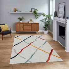 Viyana Home Dijital Baskılı Kaymaz Taban Yıkanabilir Modern Yolluk Mutfak Salon Halısı, V-Modern-73-Renkli,